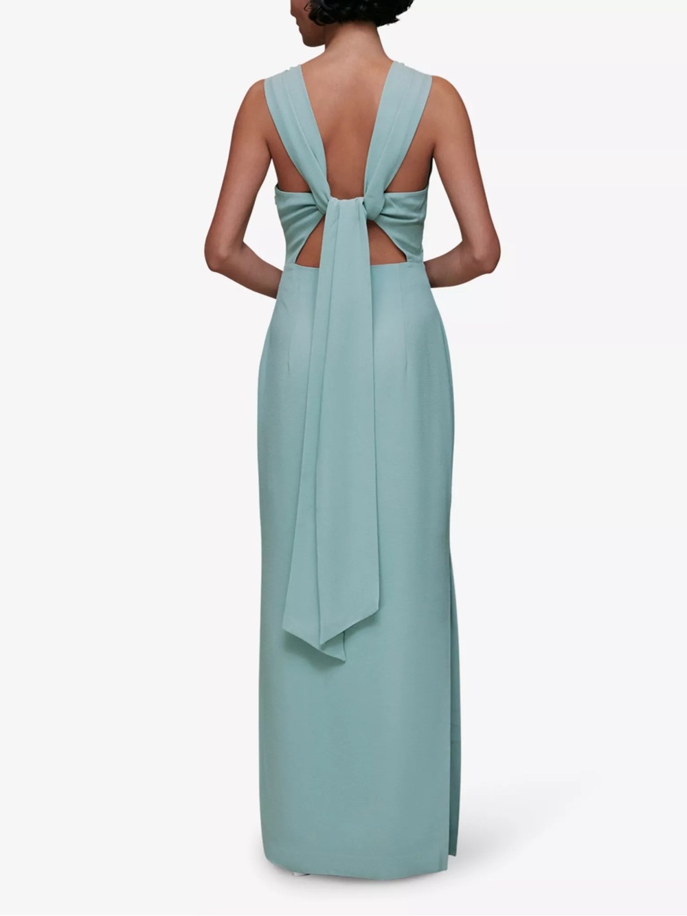 Whistles Tie Back Stretch-Crepe Maxi Dress in Light Blue/ Turquoise